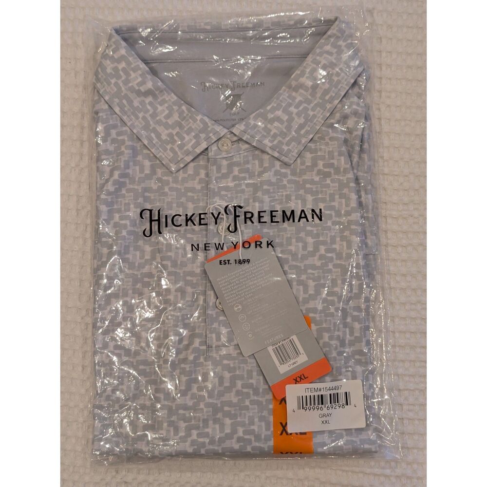 Hickey Freeman Golf Polo XXL Gray Stretch Moisture-Wicking Performance